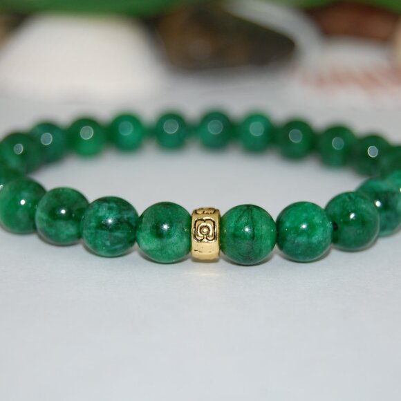 Jade Bracelet,Golden Charm Jade Bracelet,Good Fortune Bracelet - Picture 1 of 2